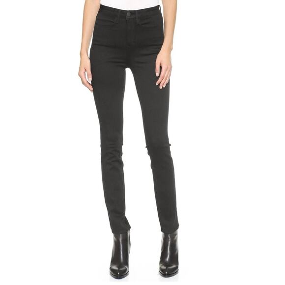 AYR The Skinny Mid Rise Jet Black Stretch Denim Jeans 28 Inseam Size 26 - Picture 1 of 12